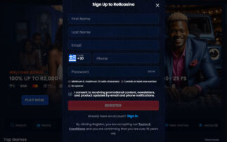 Σύνδεση και Εγγραφή στο RollCasino