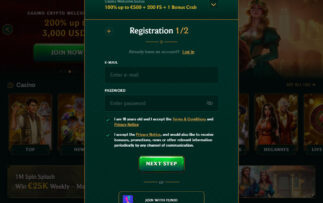 Casinia Login and Registration
