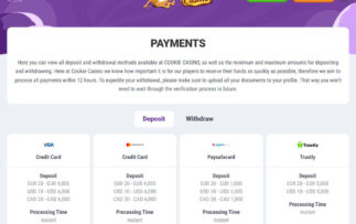 Cookie Casino Deposit Methods