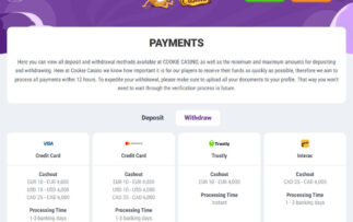 Cookie Casino Withdrawal Methods