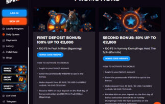 Spinch Casino Bonuses